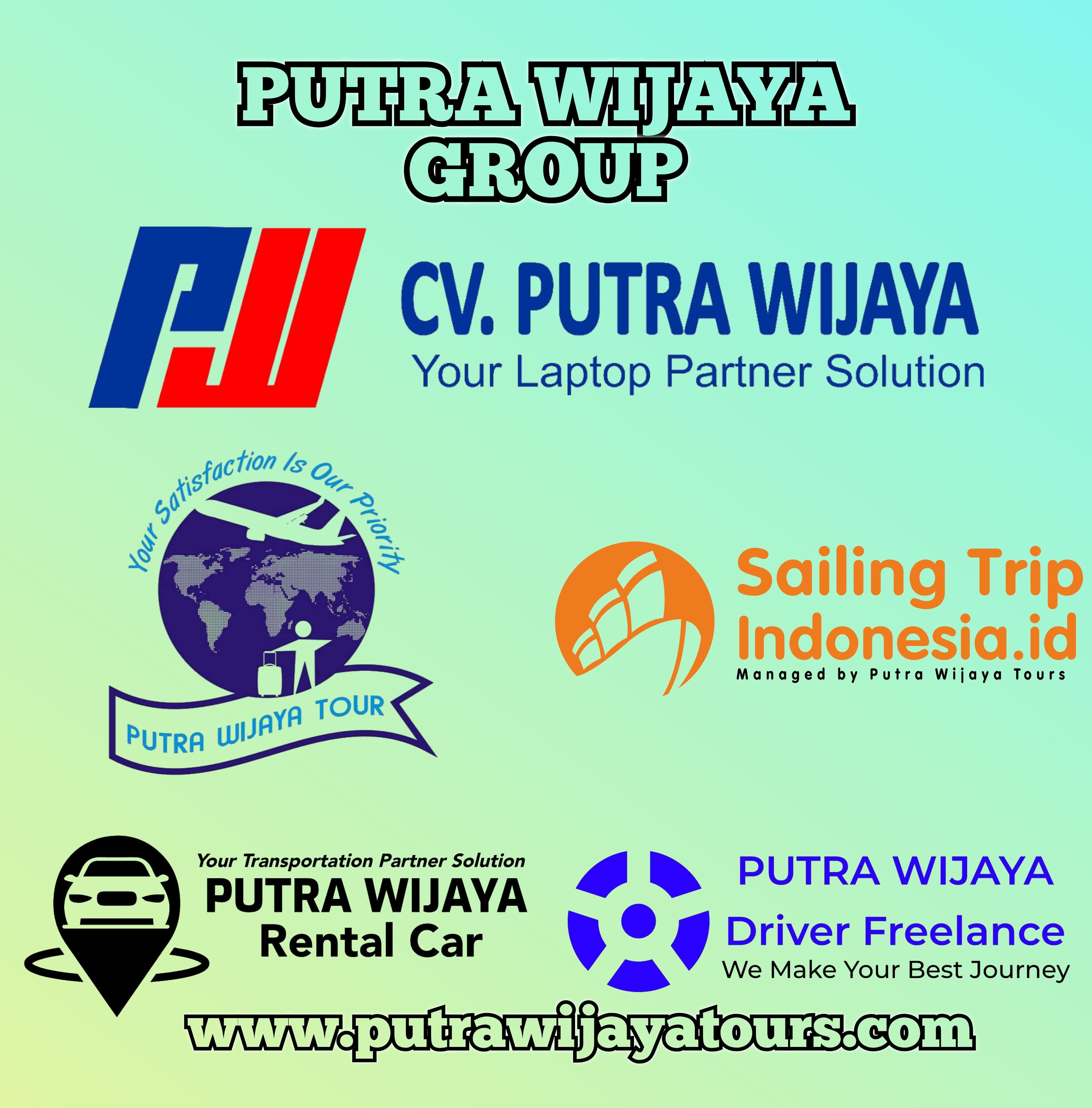 Logo CV Putra Wijaya Biro Wisata Paket Tour Sewa Mobil Private Travel Shuttle Rental Laptop Driver Freelance